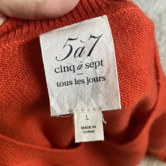 Cinq à Sept Adiella 100% Cashmere pullover Sweater Red Size L - Picture 2 of 10